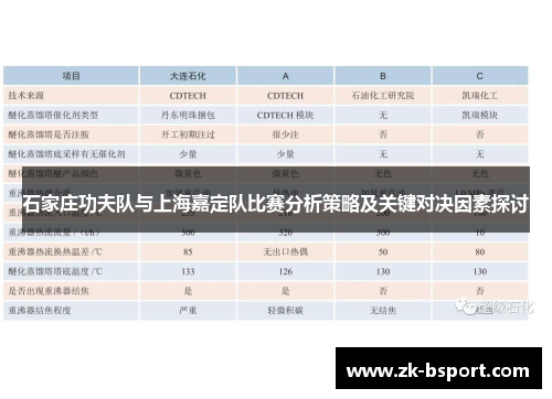 石家庄功夫队与上海嘉定队比赛分析策略及关键对决因素探讨